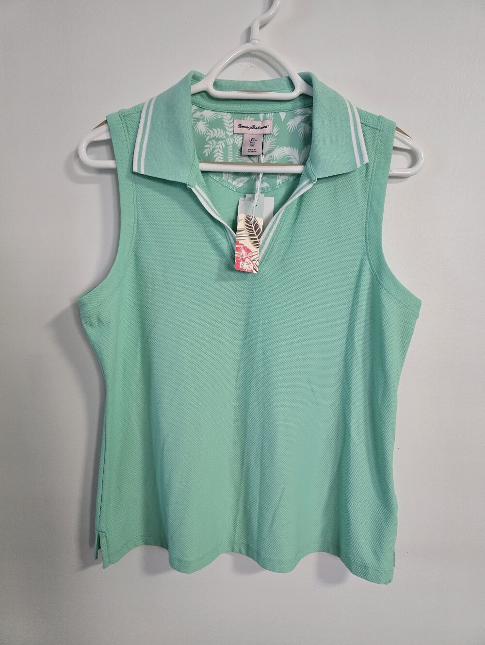 Tommy Bahama Sleeveless Polo Tank Top Golf Sport Active Seafoam Green Size L